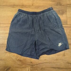 VTG Nike Men Large Running Shorts Liner Mesh Nylon Embroidered Swim Faded Blue